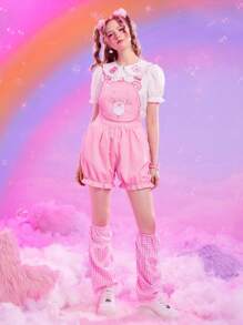 ROMWE X Care Bears 卡通圖形連體工裝 - 粉色 - 查看 6