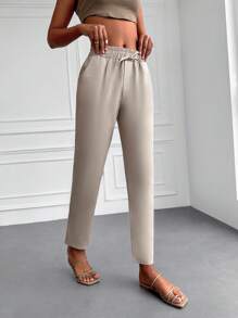 EURMUSE Chất rắn Quần ống côn - Màu be - Xem 6