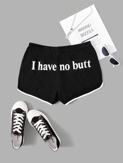 Delphin Shorts mit Buchstaben Grafik und Kontrast Bindung