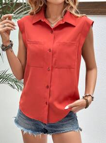 SHEIN Clasi 素色前紐扣襯衫