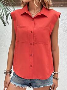 SHEIN Clasi 素色前紐扣襯衫