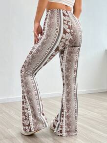 SHEIN PETITE In Toàn bộ Quần ống loe - màu nâu - Xem 2