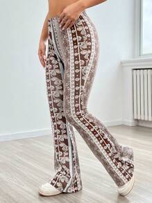 SHEIN PETITE In Toàn bộ Quần ống loe - màu nâu - Xem 4