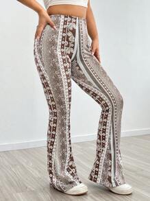 SHEIN PETITE In Toàn bộ Quần ống loe - màu nâu - Xem 5