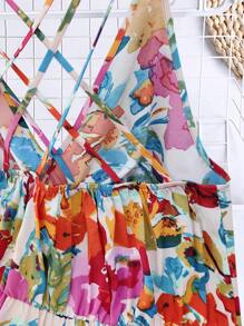 Celure 大碼印花露背交叉洋裝 - 彩色 - 查看 3