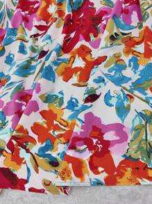 Celure 大碼印花露背交叉洋裝 - 彩色 - 查看 4