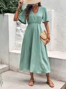 SHEIN Frenchy 素色高衩連衣裙不附腰帶 - 薄荷藍 - 查看 6