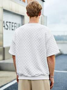 Manfinity Hypemode Men Letter Patched Drop Shoulder Tee - White - View 2
