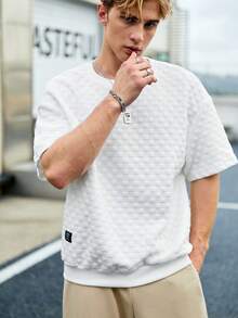 Manfinity Hypemode Men Letter Patched Drop Shoulder Tee - White - View 4