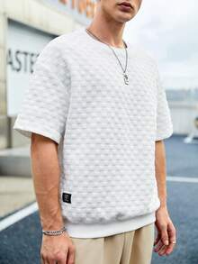 Manfinity Hypemode Men Letter Patched Drop Shoulder Tee - White - View 6