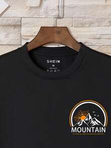 Men Mountain And Letter Graphic Tee - Black - View 3