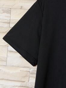 Men Mountain And Letter Graphic Tee - Black - View 5