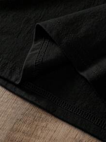 INAWLY 心形和字母图案 T 恤 图案 T 恤 女式上衣 - 黑色 - 查看 5