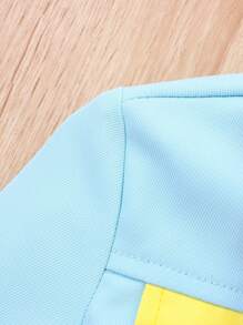 Baby Girl Contrast Trim Flap Detail Jacket - Blue - View 6