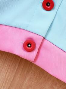 Baby Girl Contrast Trim Flap Detail Jacket - Blue - View 7