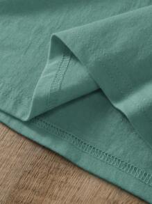 SHEIN LUNE Đồ họa Khẩu hiệu Áo thun - Màu xanh Bạc hà - Xem 5