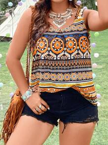 SHEIN LUNE 大碼滿版印花背心上衣 - 彩色 - 查看 3