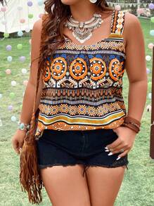 SHEIN LUNE 大碼滿版印花背心上衣 - 彩色 - 查看 6