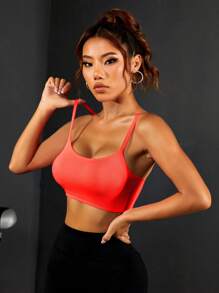 Yoga Basic 素色吊帶短上衣 - 玫紅色 - 查看 3