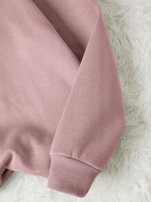 INAWLY 纯色保暖内衬卫衣，长袖上衣，毕业季、返校季、毕业季、教师节女款，返校季套头衫，秋季卫衣 - 藕粉色 - 查看 3