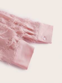 SHEIN Unity Solid Button Front Cold Shoulder Shirt - Pink - View 4