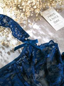 SHEIN Classic Sexy Dessous Set mit Blumenspitze, Bügel,