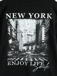 RueChic Tween Girl Letter Graphic Tee - Black - View 4