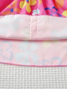 SHEIN Young Girl Floral Print Frill Trim Dress - Hot Pink - View 5