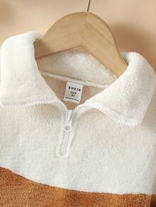 SHEIN Young Girl 2pcs Half Zipper Plaid Fleece Fabric Sweatshirt Set For Autumn And Winter - Multicolor - View 6