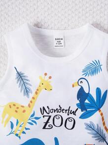 SHEIN Playful Pals Baby Boy Cartoon & Letter Graphic Tank Top & Shorts