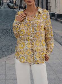 GENKIRA 滿版印花前紐扣襯衫 - 彩色 - 查看 3