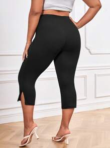 SHEIN Essnce Talla grande Leggings bajo con abertura capri