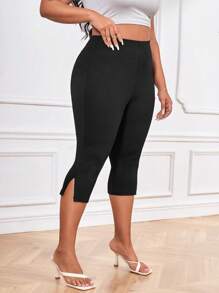 SHEIN Essnce Talla grande Leggings bajo con abertura capri