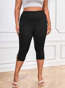 SHEIN Essnce Talla grande Leggings bajo con abertura capri