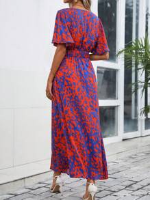 SHEIN Clasi In Toàn bộ áo tay bướm Tách đùi Đầm - Nhiều màu - Xem 2