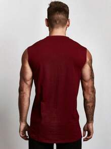 Manfinity Sport Corelite 男士素色運動背心 - 酒紅色 - 查看 2