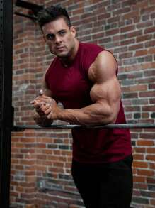 Manfinity Sport Corelite 男士素色運動背心 - 酒紅色 - 查看 4