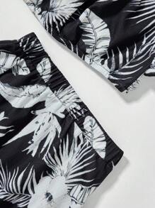 RueChic Tween Girl Tropical Print Top & Skirt - Black and White - View 4