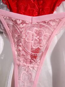 5 条装 花朵蕾丝丁字裤 性感内衣 - 彩色 - 查看 3