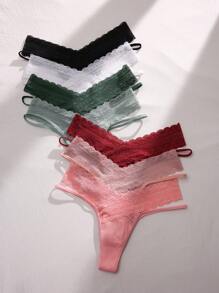 Snug Zone 7packs Contrast Lace Panty Set Sexy Lingerie
