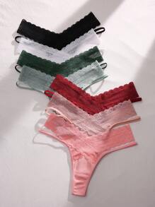 Snug Zone 7packs Contrast Lace Panty Set Sexy Lingerie