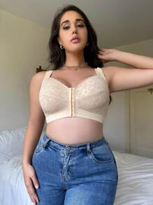 Hơn Ren hoa Móc và mắt Mặt trước Không vòng thép - Màu be - Xem 5