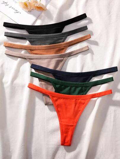 7 paquetes de tanga simple y sexy sin estampado