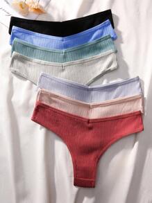 Snug Zone 7 piezas Bragas con diseño de parche de letra tejido de canalé - Multicolor - Ver 2