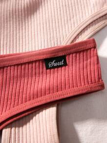 Snug Zone 7 piezas Bragas con diseño de parche de letra tejido de canalé - Multicolor - Ver 3