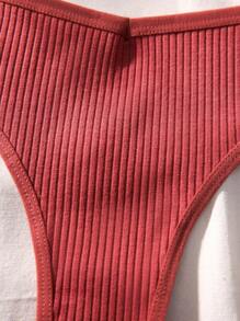 Snug Zone 7 piezas Bragas con diseño de parche de letra tejido de canalé - Multicolor - Ver 4