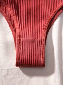 Snug Zone 7 piezas Bragas con diseño de parche de letra tejido de canalé - Multicolor - Ver 5