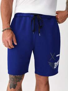 Manfinity EMRG Nam Plus Đồ họa Hoạt hình Eo dây rút Quần short - Màu xanh hải quân - Xem 3