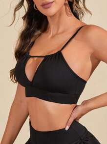 Yoga Sxy Áo lót thể thao Nữ Lộ Lưng Cắt ra màu trơn - màu đen - Xem 5