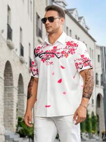 Manfinity Homme 男士大码印花襯衫 - 白色 - 查看 5